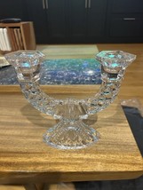 Clear Cut Glass Double CandlestickHolder - 6&quot; Tall - $20.79