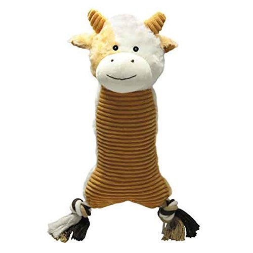 Zanies Farm Folks Dog Toy Soft Corduroy Squeak Toys - Cow Rabbit Sheep Or All 3