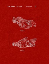 Batmobile Patent Print - Burgundy Red - $7.95+