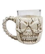 Grinning Skull Drinking Mug 7oz Resin With Glass Cup Insert And Spine Ha... - $35.54 CAD