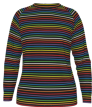 Men&#39;s Colorful Striped Long Sleeve T-Shirt with Raglan Sleeves Black background - £32.47 GBP