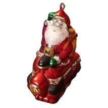 Vtg Department 56 Hand Blown Glass Santa on Train Christmas Ornament 5.5&quot;lx6&quot;t - £12.66 GBP