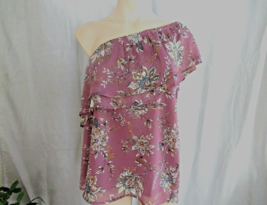 Eclair top one shoulder sleeveless S/M purple floral  ruffle lined New r... - £13.75 GBP