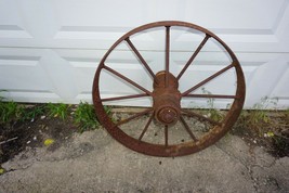 Antique/Vintage Spoked Steel Farm Implement/Thresher Wheel Rim  28&quot; x 4&quot; - £73.34 GBP