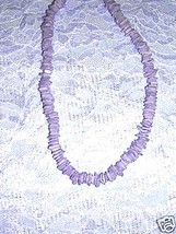 Lilac Purple Color Puka Shell Chip Beads Aloha Girl Surf Jewelry 16&quot; Necklace - £4.78 GBP