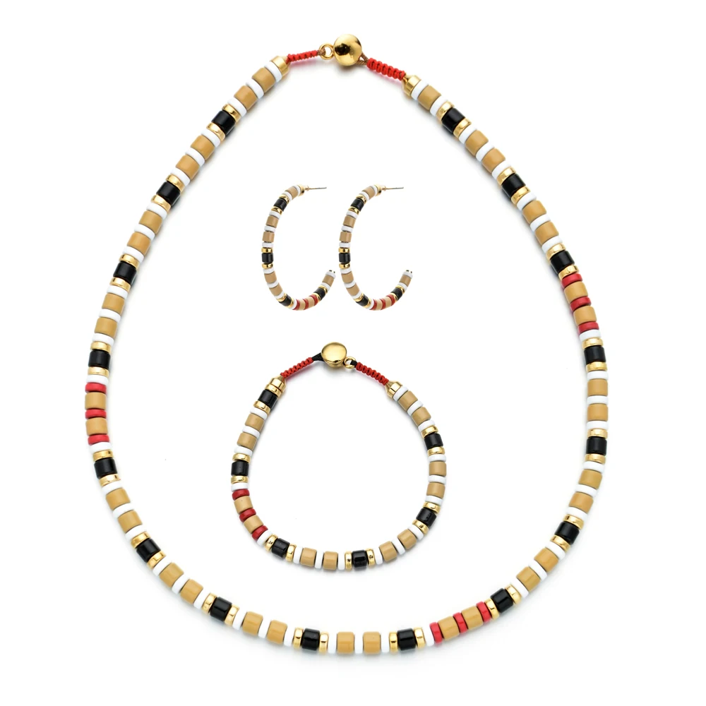 Boho Beads Luxury Jewelry sets Fashion Jewelry Necklace Earring Bracelet Women W - £39.47 GBP