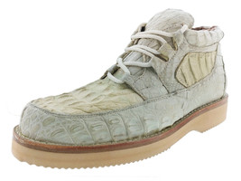 Mens Real Crocodile Skin Shoes Off White Leather Casual Wear Sneaker Siz... - £152.95 GBP