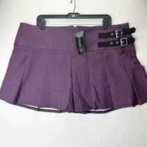 Dolls Kill Current Mood Skirt 2X Pink Blue Stripe Mini Pleated Buckles G... - £35.13 GBP