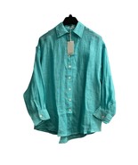 Vitamin A Top Womens S Aqua Green Linen Button Down Oversized Lagenlook ... - $63.77 CAD