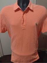 Polo Ralph Lauren Men&#39;s Featherweight Mesh Light Orange Peach Polo Shirt Medium - £29.00 GBP