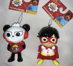 NEW Kurt Adler 2020 3.5&quot; Set of 2 Ryan&#39;s World Panda and Ryan Christmas Ornament - £17.85 GBP