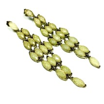 Glitter Long Gold Tone Yellow Earrings 3.5&quot; - £8.76 GBP