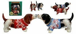 Ebros French Basset Hounds Magnetic Ceramic Salt Pepper Shakers Collecti... - £13.42 GBP