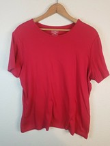 LL BEAN T-Shirt LARGE Crewneck Short Sleeve Cotton Red Bleech Spot On Sl... - £8.83 GBP