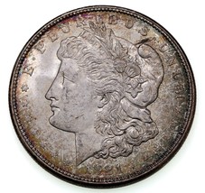 1921-D S$1 Silver Morgan Dollar in Choice BU Condition, Original Toning - £58.39 GBP