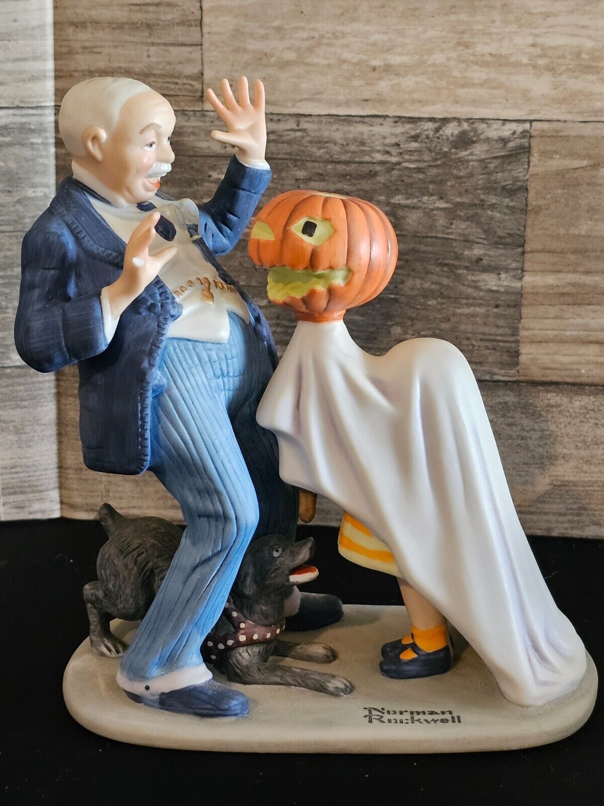 Primary image for Norman Rockwell Porcelain Halloween Figurine "Trick or Treat" Danbury Mint 1980 
