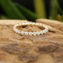 1.10Ct Round Cut Diamond Full Eternity Wedding Ring Band 14K Yellow Gold Finish - £63.95 GBP