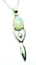 Moonstone Goddess Pendant Gemstone 18&quot; Chain All Sterling Silver Boxed Gift - £44.15 GBP