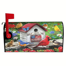 Cardinal with Flowers, Birds, Butterfly &amp; American Flag Mailbox Cover - ... - £6.85 GBP
