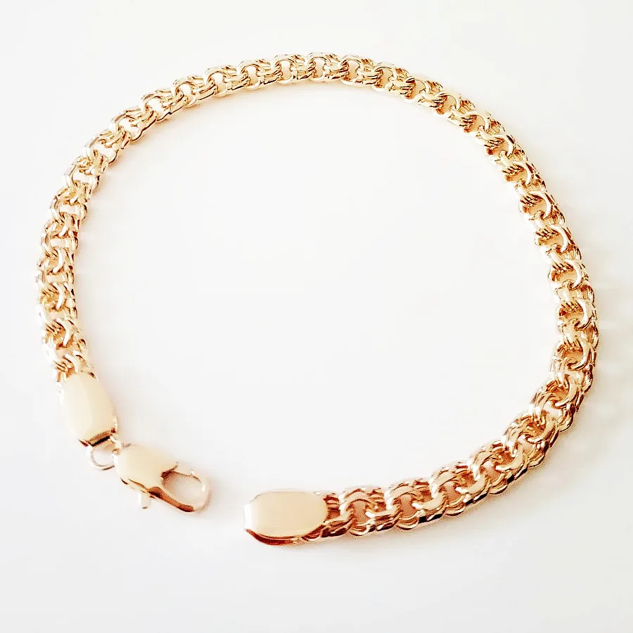 New Men Bracelet Trendy 585 Rose Gold Jewelry Women Men Bismarck Bracelet Long 2 - £38.63 GBP