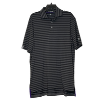 RLX Ralph Lauren Men Polo Golf Shirt Mens Size Large Black Gray Striped Logo - £18.06 GBP