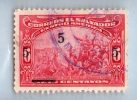 1923 EL SALVADOR Stamp - Overprint 5c on 6c SC#482 1814J - £1.17 GBP