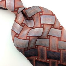 Van Heusen Tie Orange/Gray/Blk Rectangles Square Silk Necktie Woven I17-348 New - £15.65 GBP