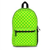 Neon Checkerboard Backpack, Full-Sized Backpack w/Water Bottle Pocket - $54.00