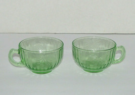 Vintage Light Green Depression Glass Hazel Atlas Tea Cups Fruit Pattern - £19.51 GBP