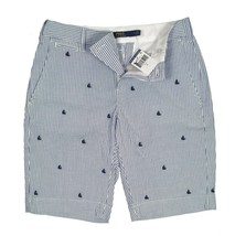 NEW Polo Ralph Lauren Womens Seersucker Shorts!  0  Blue &amp; White  Navy Sailboats - £34.74 GBP