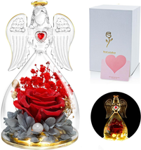Mother&#39;s Day Gifts for Mom Her Wife, Glass Angel with Real Rose Inside, Preserve - £25.94 GBP