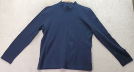 Liz Claiborne Shirt Womens Small Navy Ribbed 100% Cotton Long Sleeve Turtleneck - £15.80 GBP