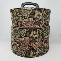 Vintage Wig Hat Box Tapestry Travel Case Zippered Kentucky Derby Pan Am ... - £54.47 GBP