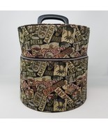 Vintage Wig Hat Box Tapestry Travel Case Zippered Kentucky Derby Pan Am ... - £54.45 GBP