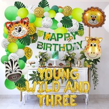 Jungle Theme 3Rd Birthday Decorations Safari Balloon Garland With Young Wild And - £28.76 GBP