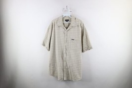 Vintage 90s Guess Mens 2XL XXL Spell Out Knit Short Sleeve Button Shirt Plaid - £34.84 GBP