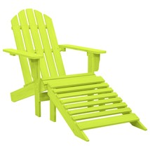 Garden Adirondack Chair with Ottoman Solid Fir Wood Green - £46.64 GBP