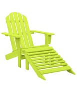 Garden Adirondack Chair with Ottoman Solid Fir Wood Green - £45.82 GBP