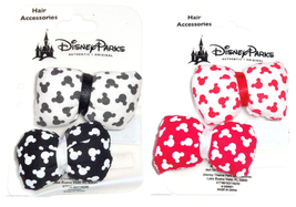 Disney Minnie Mouse Hair Barrettes Puffy Bows Red White Clasp Theme Parks - £12.00 GBP