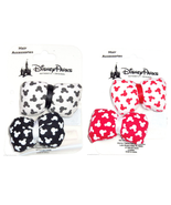 Disney Minnie Mouse Hair Barrettes Puffy Bows Red White Clasp Theme Parks - £11.75 GBP