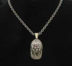 ED HARDY 925 Silver - Vintage Topaz Skull Baseball Cap Chain Necklace - NE3069 - £340.93 GBP