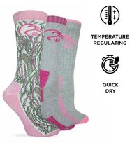 Ducks Unlimited Womens Merino Wool Heavy Camo Pink Crew Boot  Ankle Sock... - $14.39