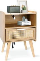 Rattan Furniture, Bedside Table, Nightstand With Boho Desk For Living Room, - £50.72 GBP