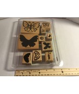 Stampin Up 1999 “Flutterbys” Set Of 10 Wood Block Rubber Mounted Stamps - £10.52 GBP