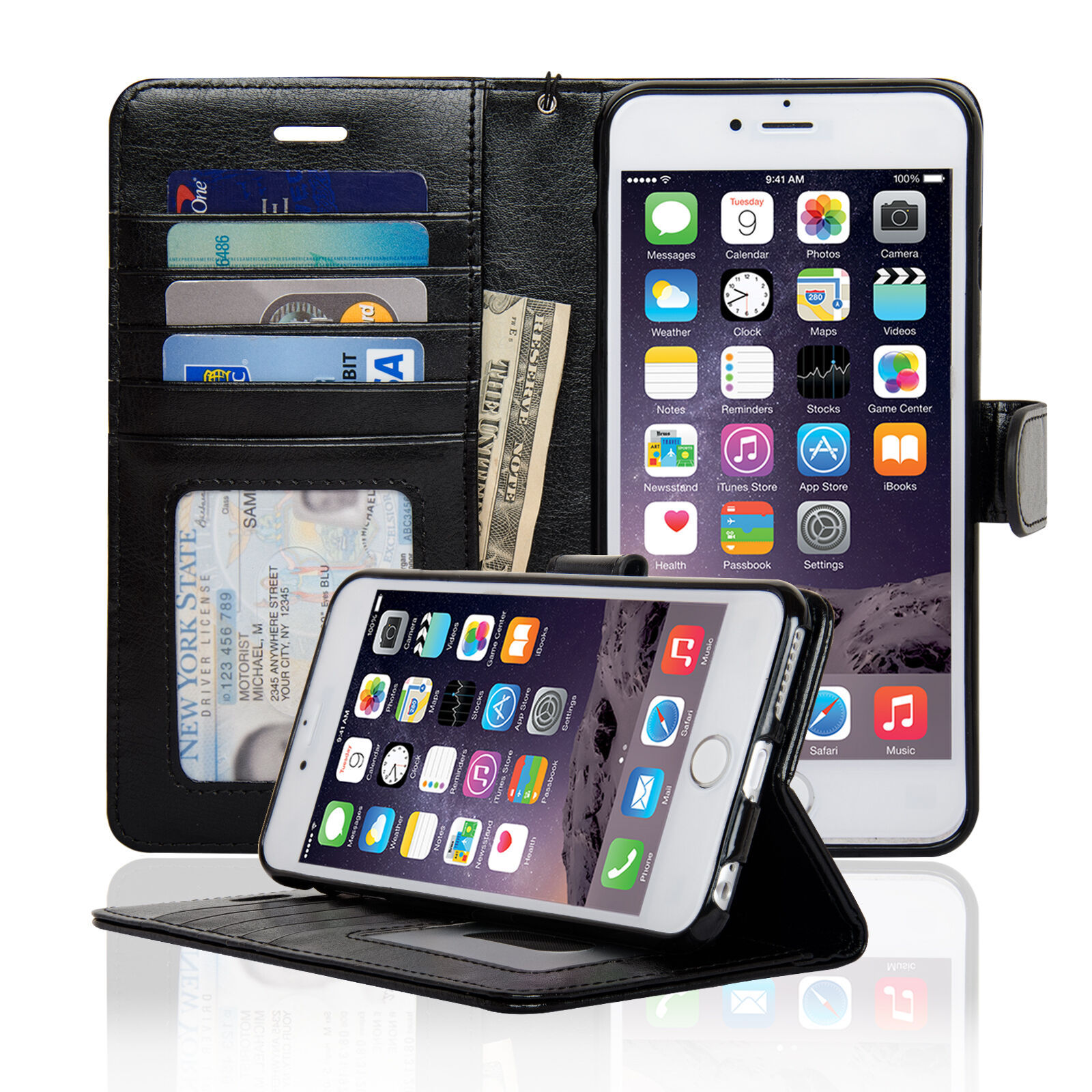 Navor iPhone 6s Plus / 6 Plus [5.5 Inch] Leather Wallet Case 6 Card Pockets - £9.96 GBP - £10.76 GBP