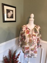 Daniel Rainn Women’s Floral Print Tie Blouse Size Small - £15.49 GBP
