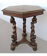 Italian Renaissance Style Antique Carved Walnut Table Ornate Man &amp; Dolph... - $1,286.01