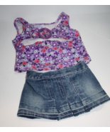 Build A Bear Clothes Purple Pink Flower Shirt Denim Blue Jean Skirt BAB ... - £10.59 GBP
