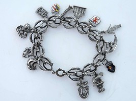 Vintage 835 Silver Charm bracelet with Souvenir charms - £118.52 GBP