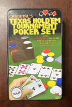 Texas Hold&#39;em Tournament Poker Tin Box 200 +100 Chips  +Dealer + Rack +F... - £9.74 GBP